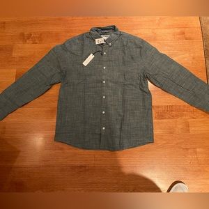 EXPRESS slim button down gray large long sleeve shirt NEW